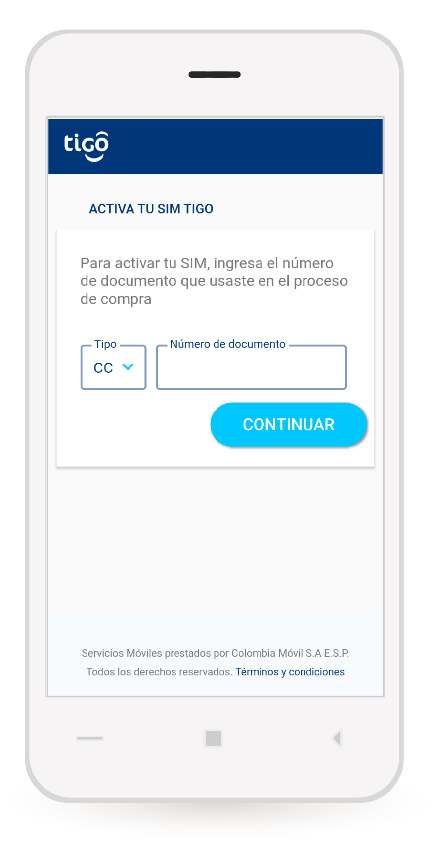 aw-Numero de documento personal para activacion tigo