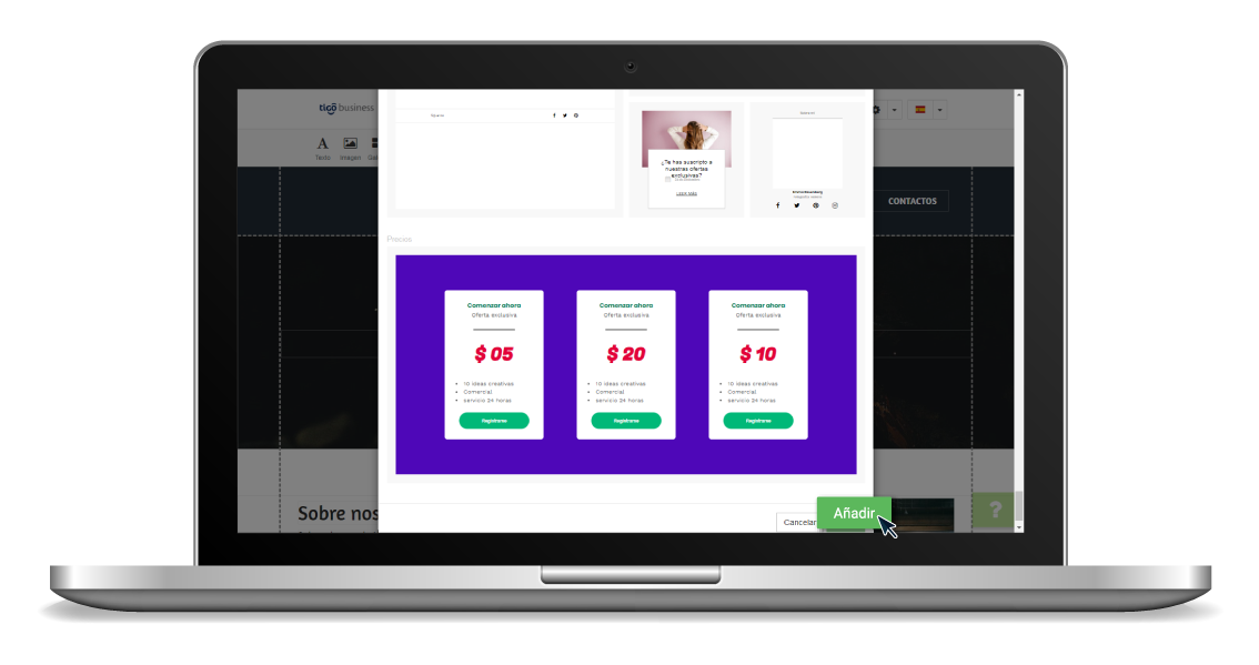 aw-Como agregar bloques multimedia Tigo Business paso 4 añadir formatos