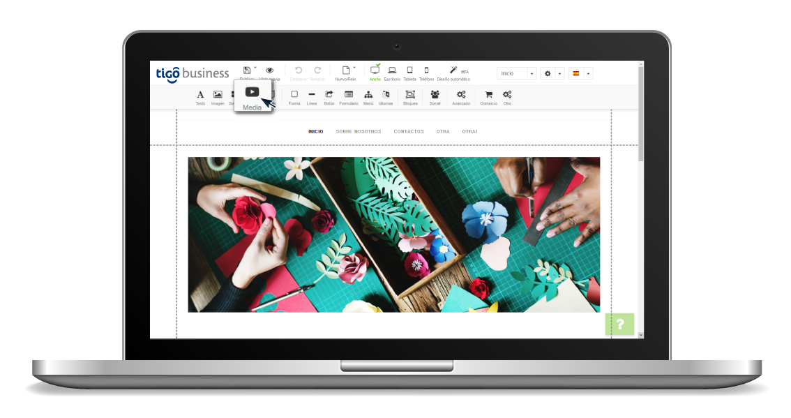aw-Como agregar videos a una web Tigo Business Paso 3 Boton Media