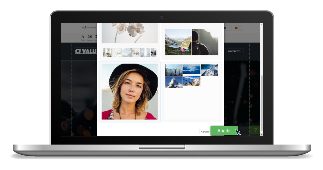 aw-Como agregar una galeria de imagenes Tigo Business Paso 4 Añadir Plantilla