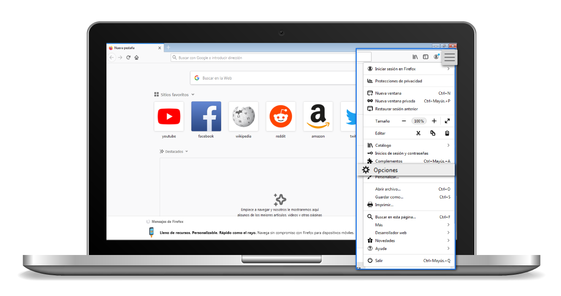 aw-Como eliminar Cookies en Mozilla Firefox Paso 1 Boton Opciones