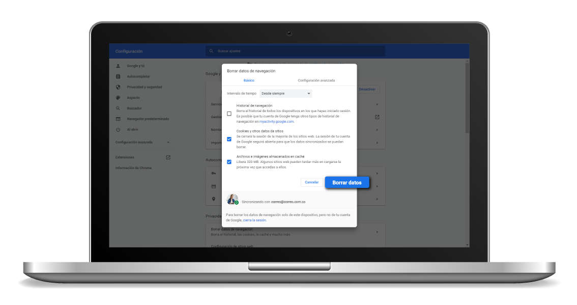 aw-Como eliminar Cookies en Google Chrome Paso 3 Boton Borrar Datos