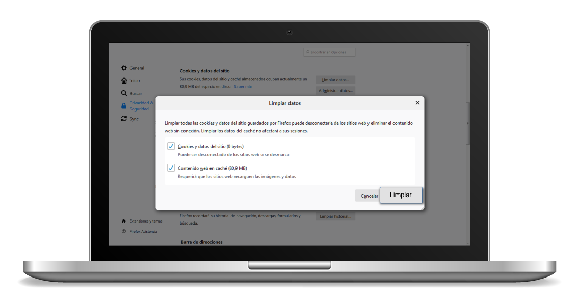 aw-Como eliminar Cookies en Mozilla Firefox Paso 3 Contenido Web en Cache