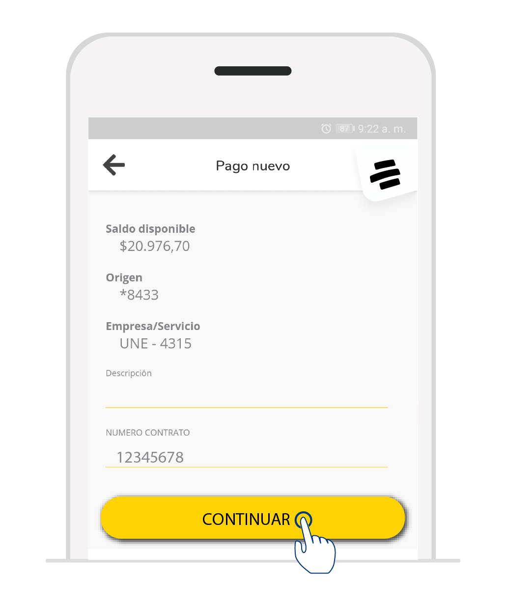 aw-Pagar factura Tigo sin cuenta bancaria o tarjeta de credito opcion 2 Ahorro a la Mano Paso 4 continuar