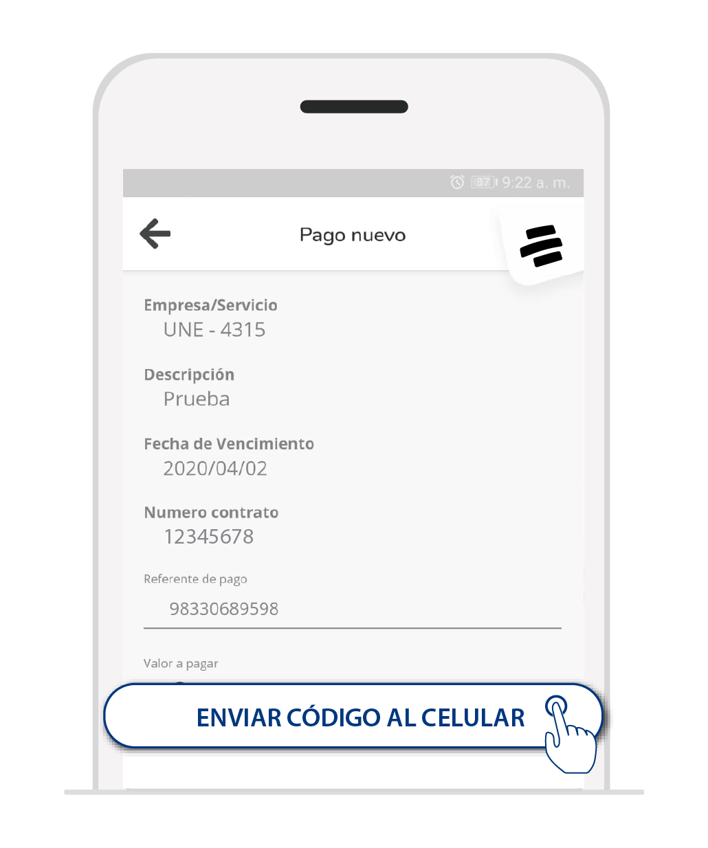 aw-Pagar factura Tigo sin cuenta bancaria o tarjeta de credito opcion 2 Ahorro a la Mano Paso 5 enviar codigo