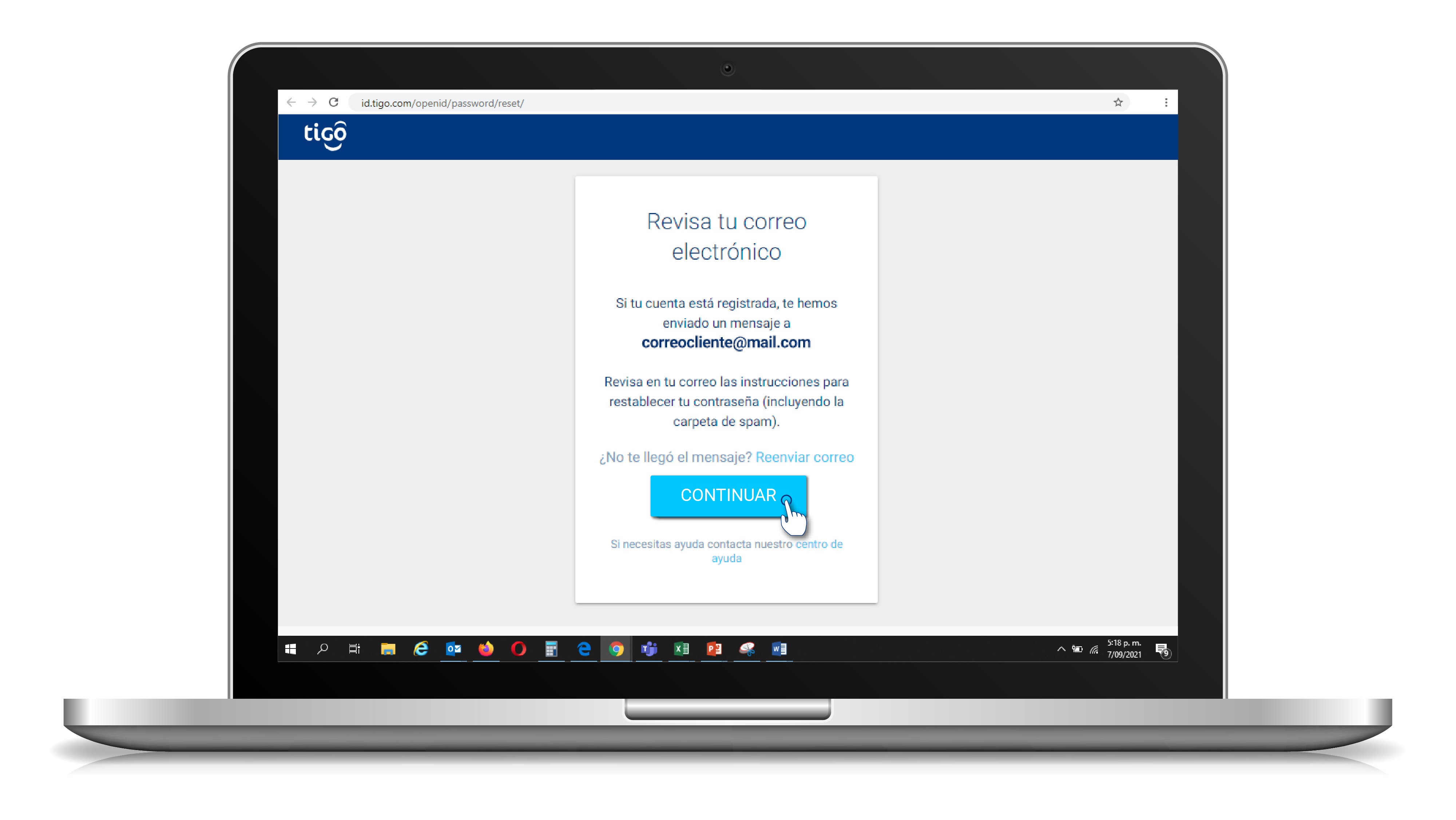 aw-mail de recuperacion de contraseña tigo business online