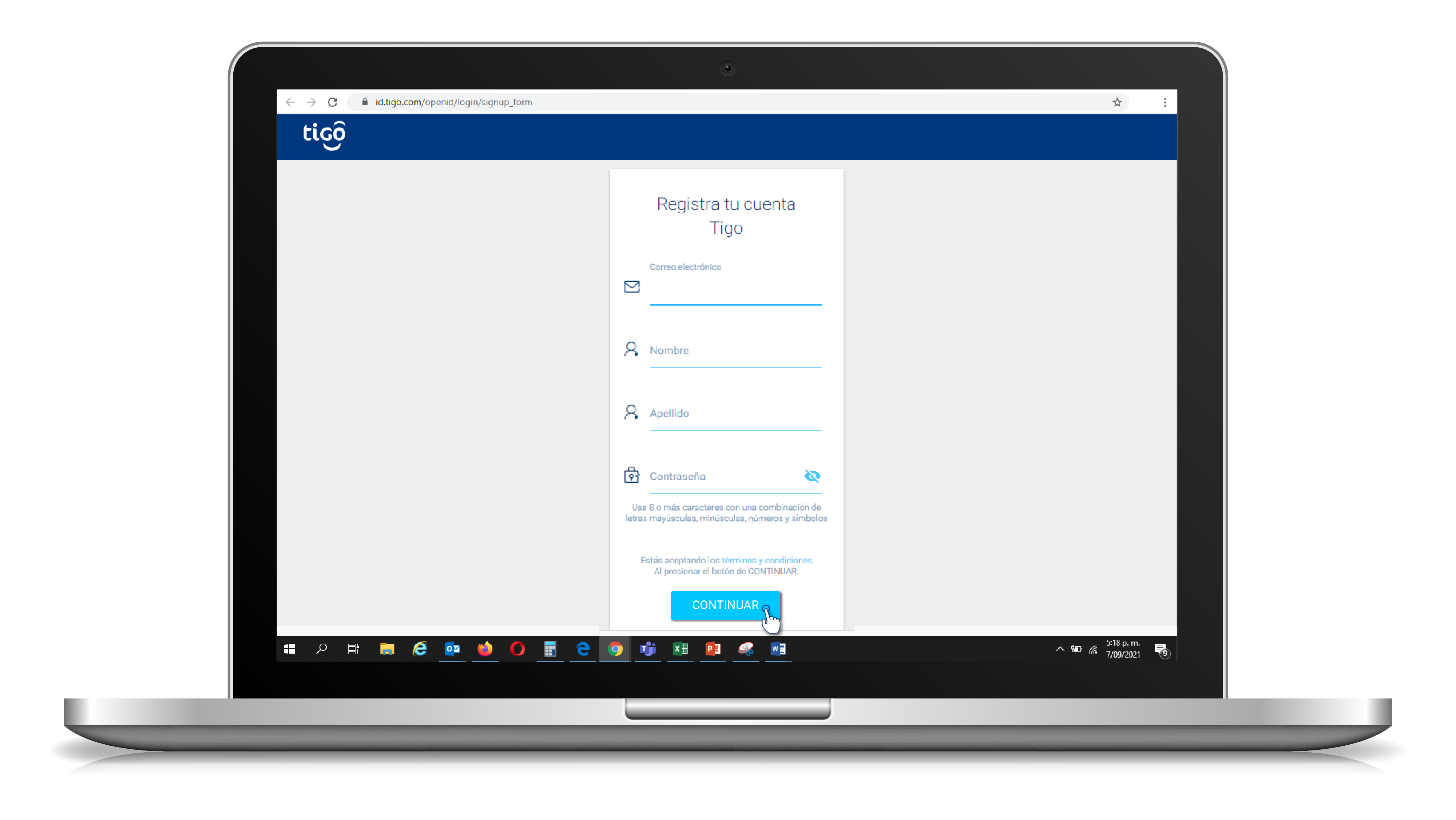 aw-datos de formulario tigo business online