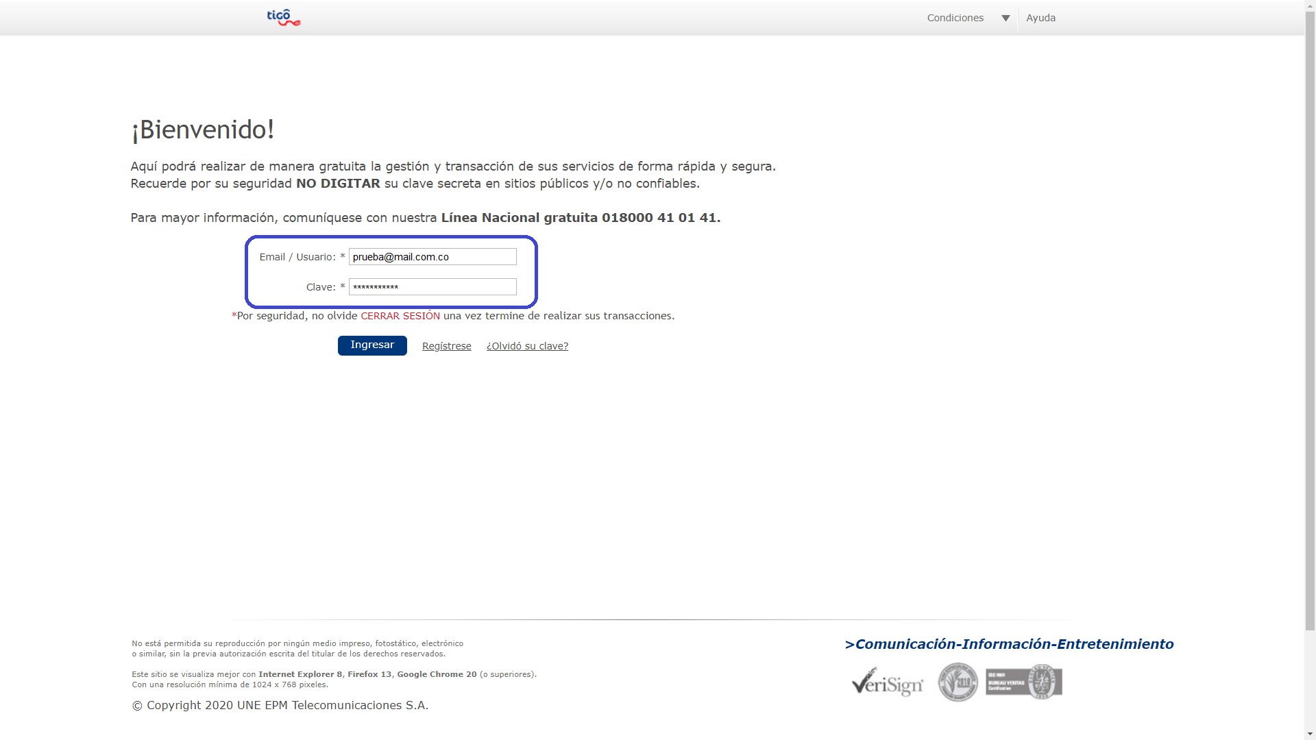 aw-Configurar numero unico Tigo paso 1 ingresar usuario
