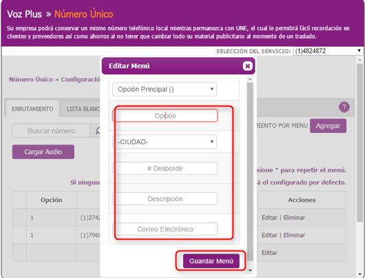 aw-Agregar enrutamiento por extension numero unico Tigo paso 4 guardar extensiones