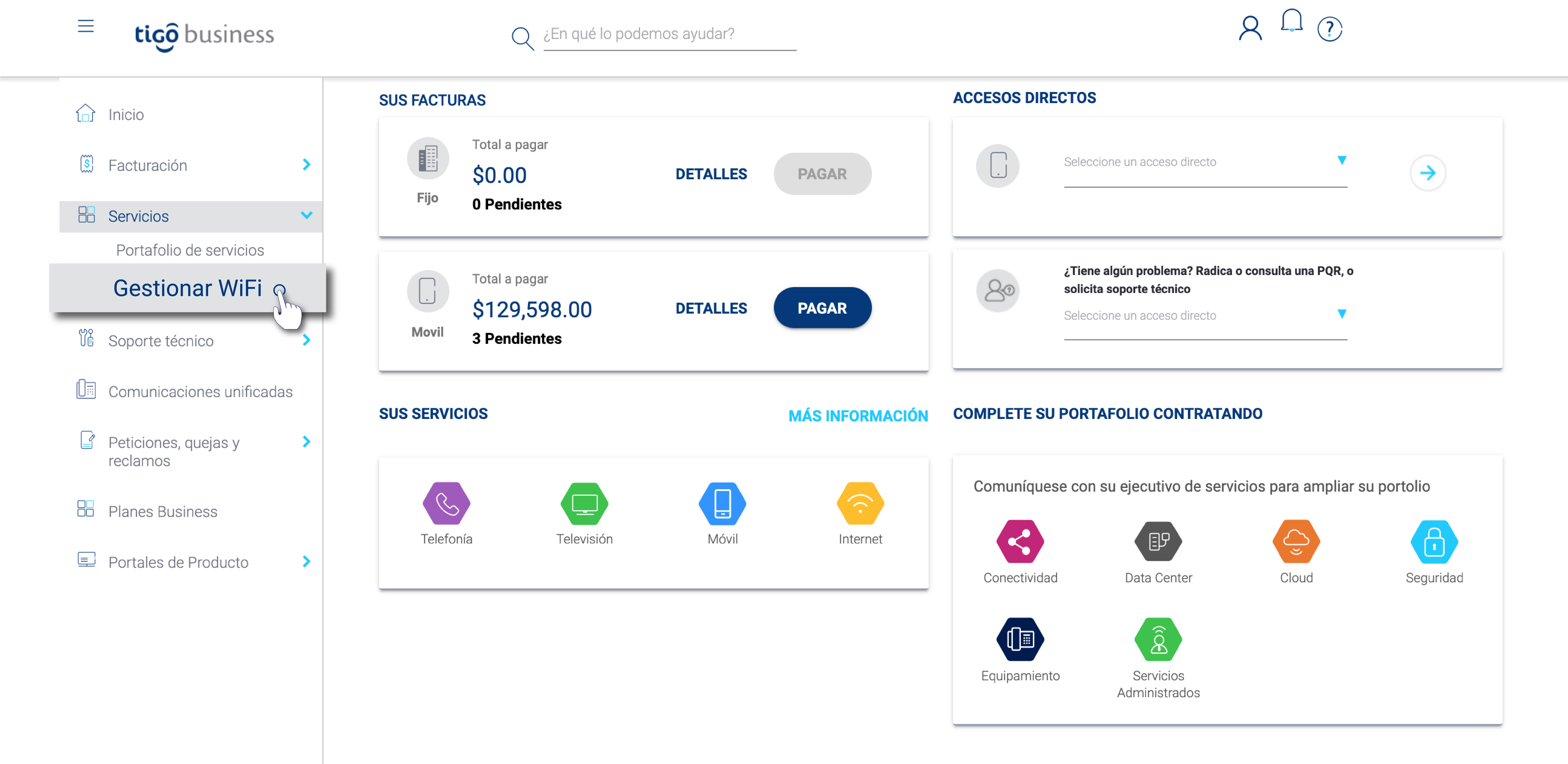 aw-gestionar wifi tigo business online