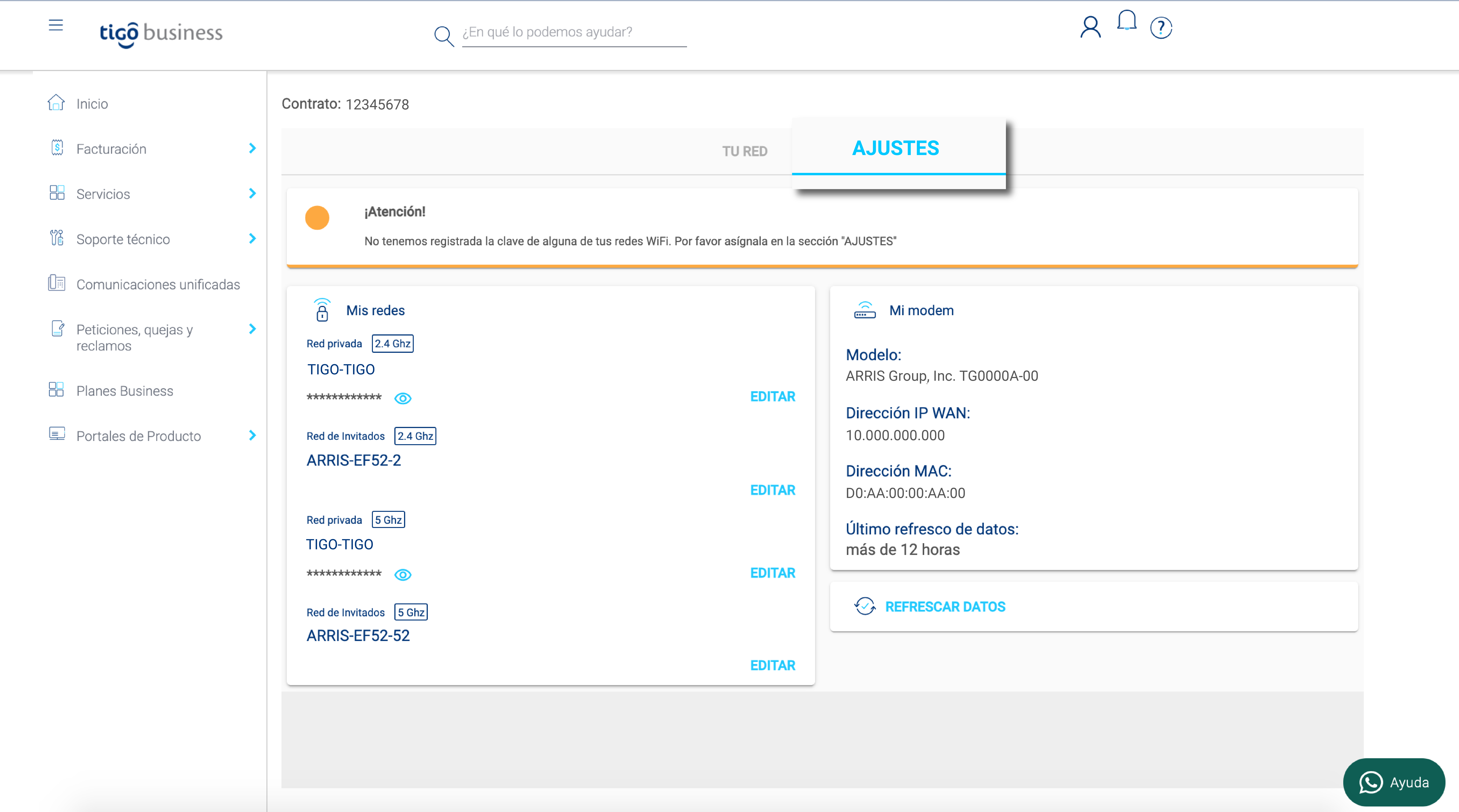aw-ajustes cambio de red o contrasena tigo business online
