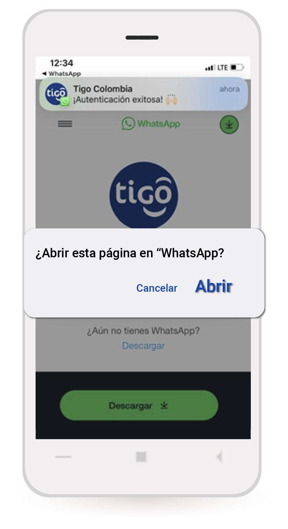 aw-abrir mi tigo desde whatsapp