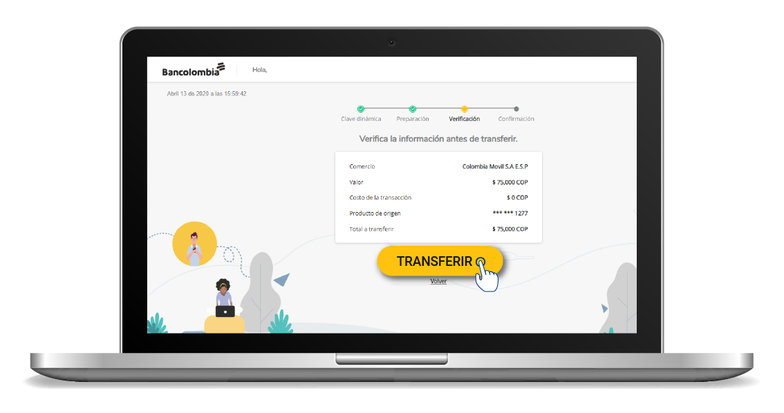 aw-Pagar Factura Tigo con Bancolombia paso 7 transferencia exitosa