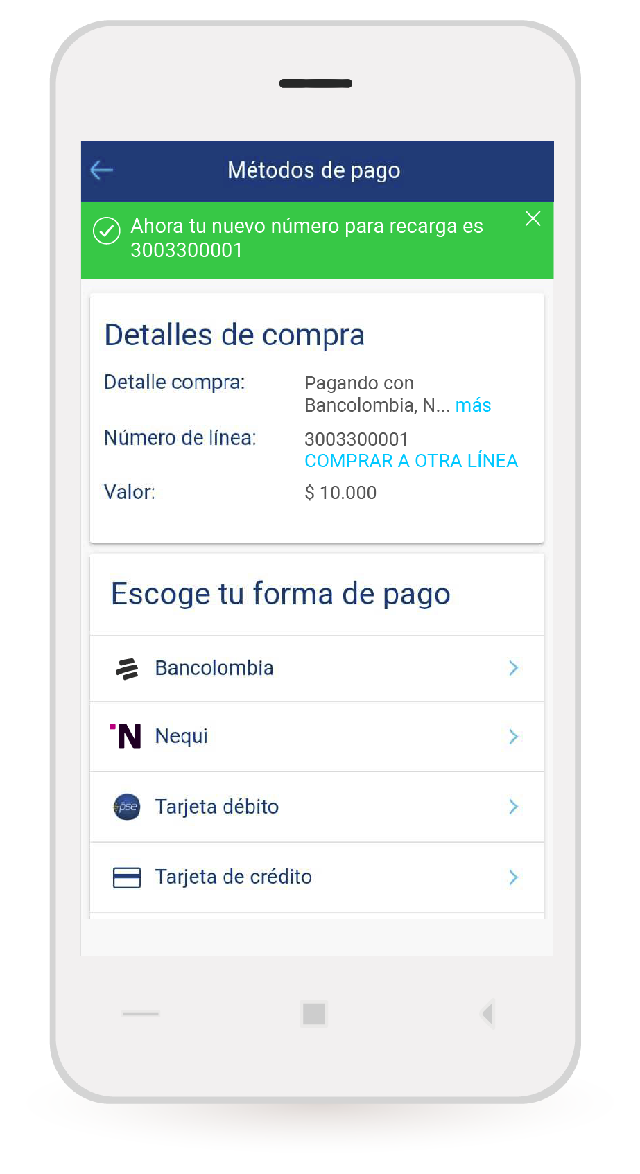 aw-opcion comprar en otra linea en tigo app