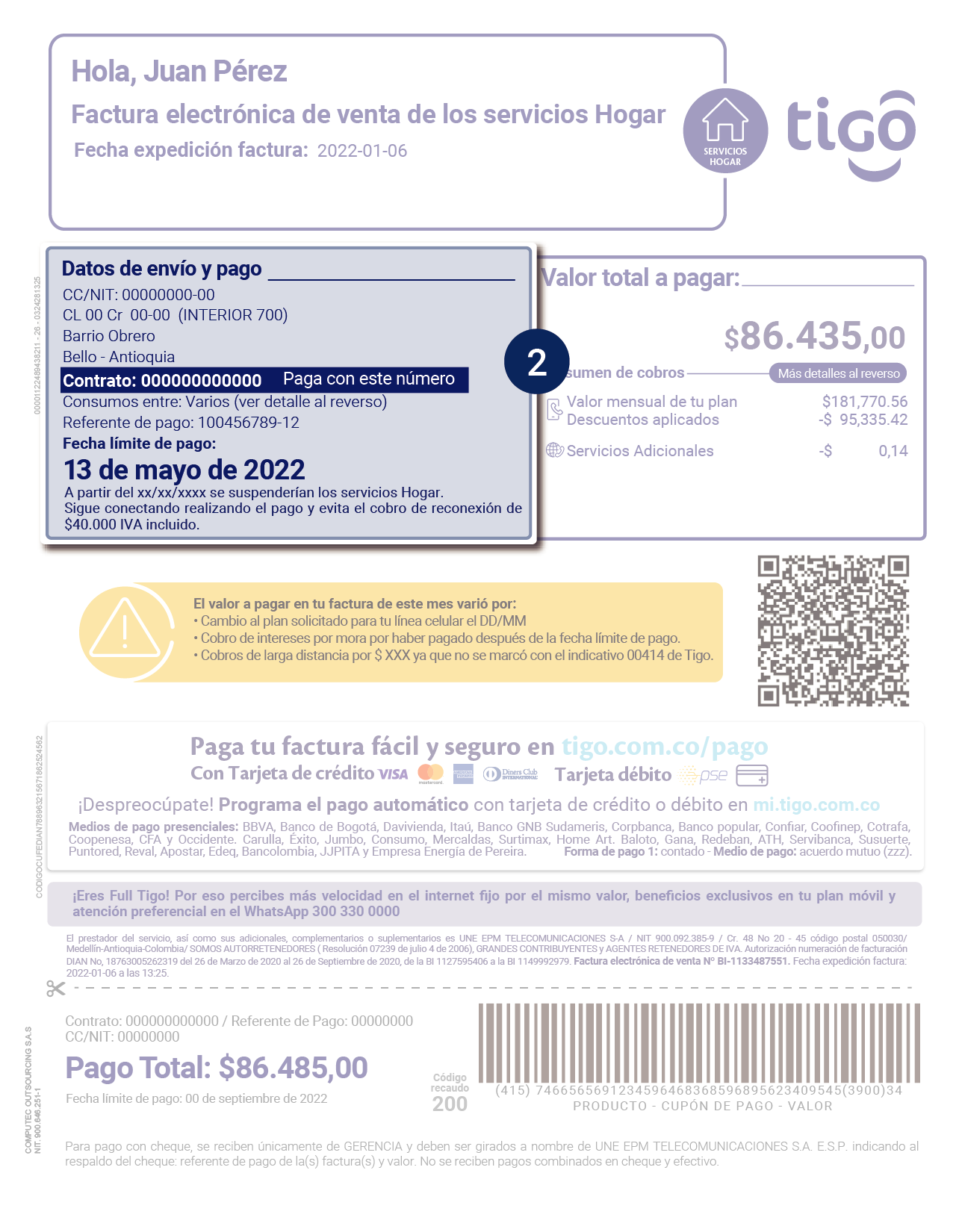 aw-datos de envio y pago factura de tigo