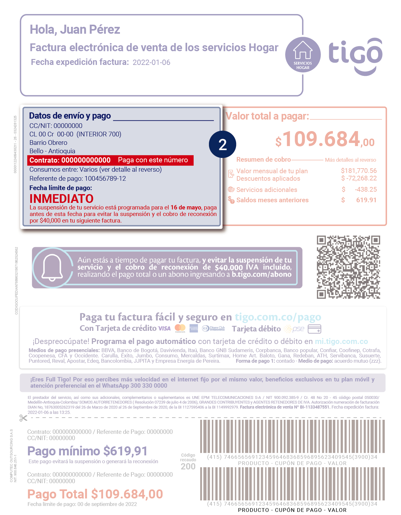 aw-datos de envio y pago factura en mora tigo colombia