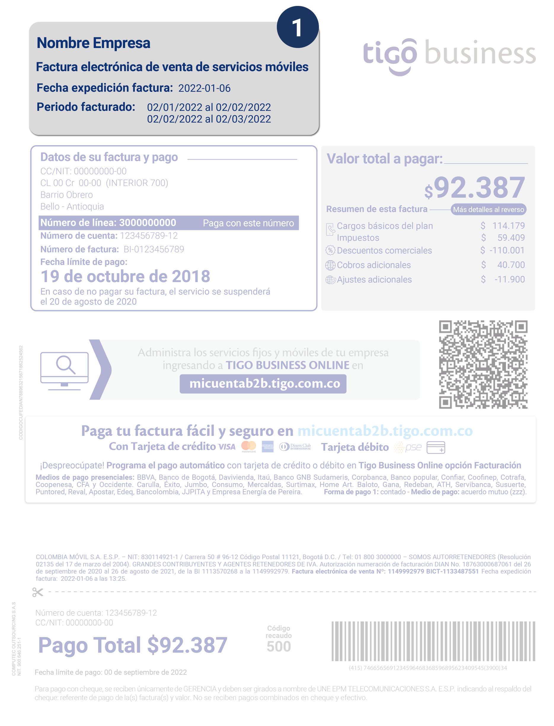 aw-datos personales del cliente factura tigo business servicio movil