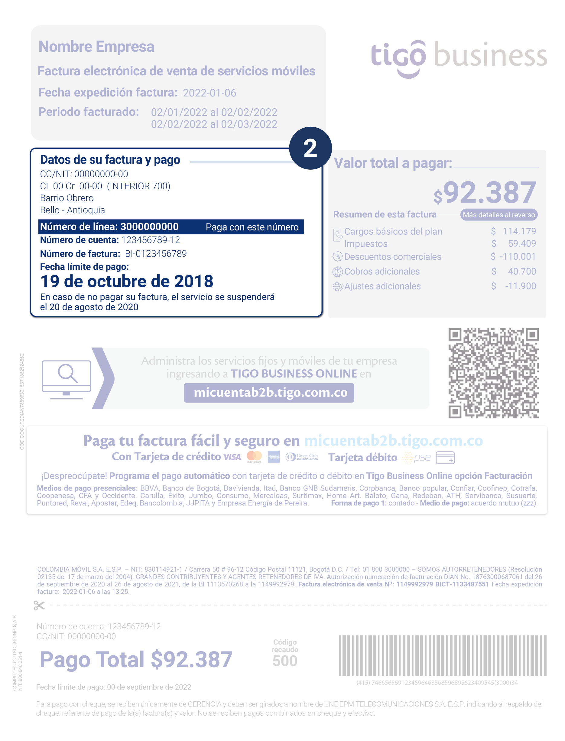 aw-datos de envio factura tigo business servicio movil