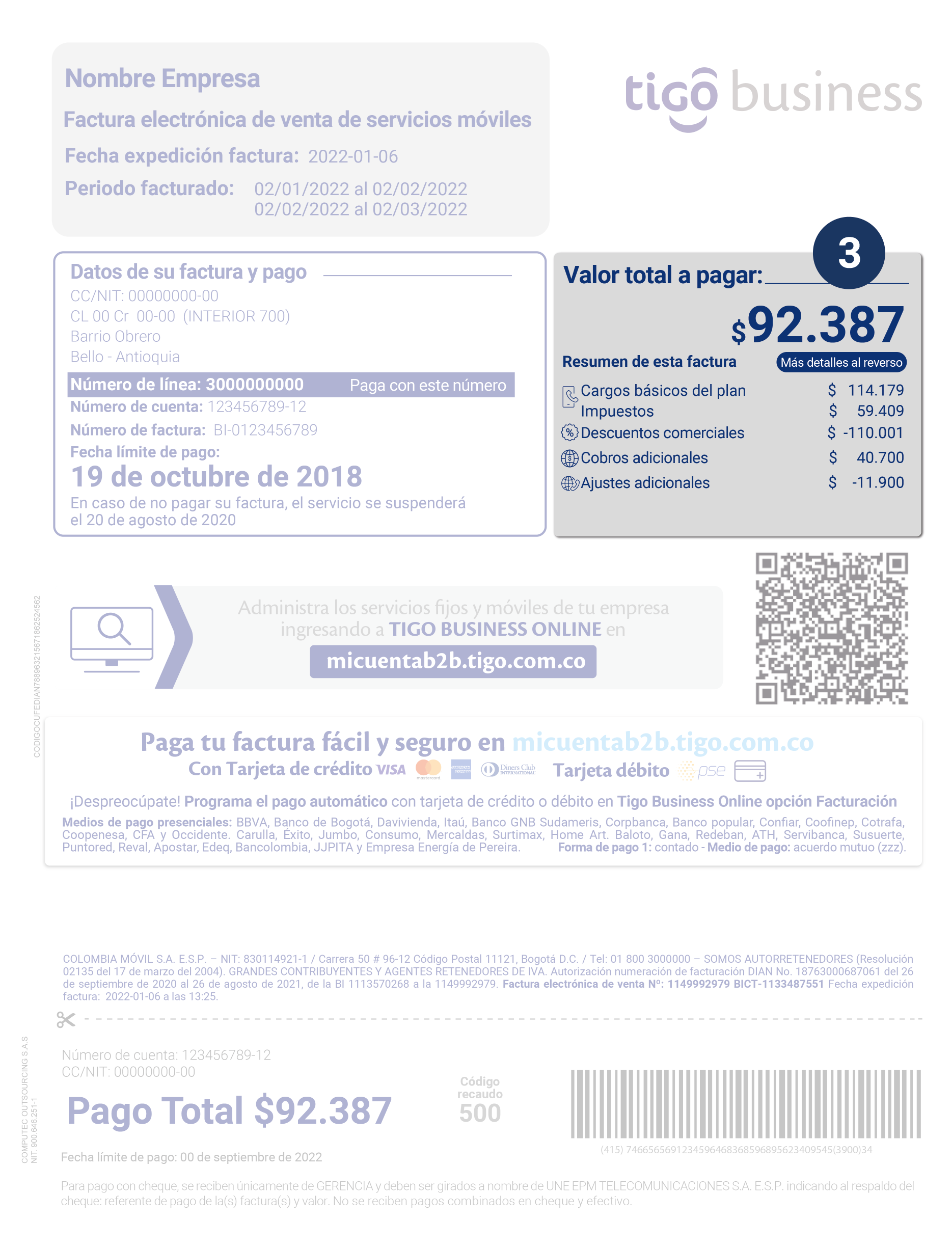 aw-valor a pagar factura tigo para empresas