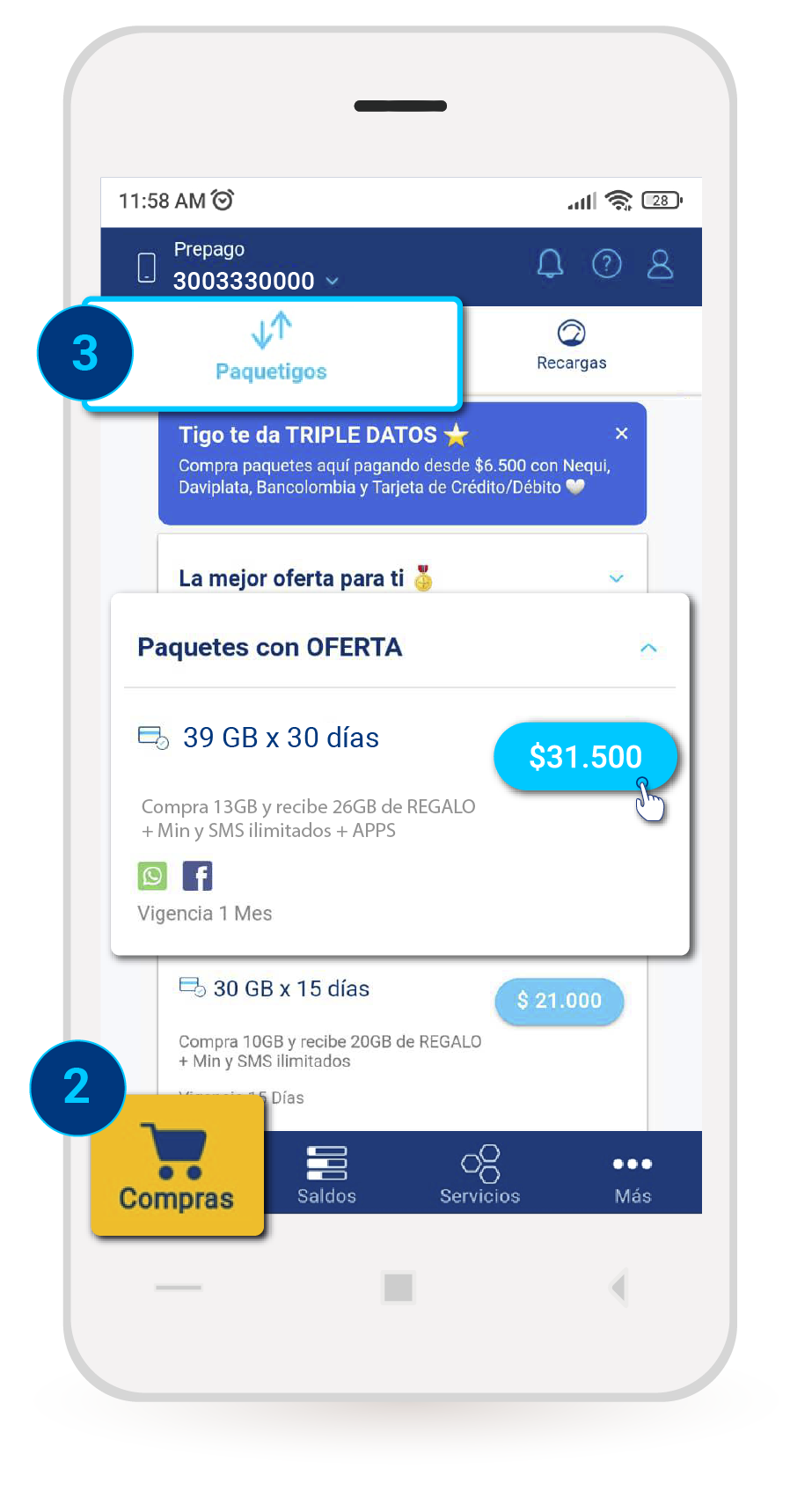 aw-seleccionar paquetes prepago tigo