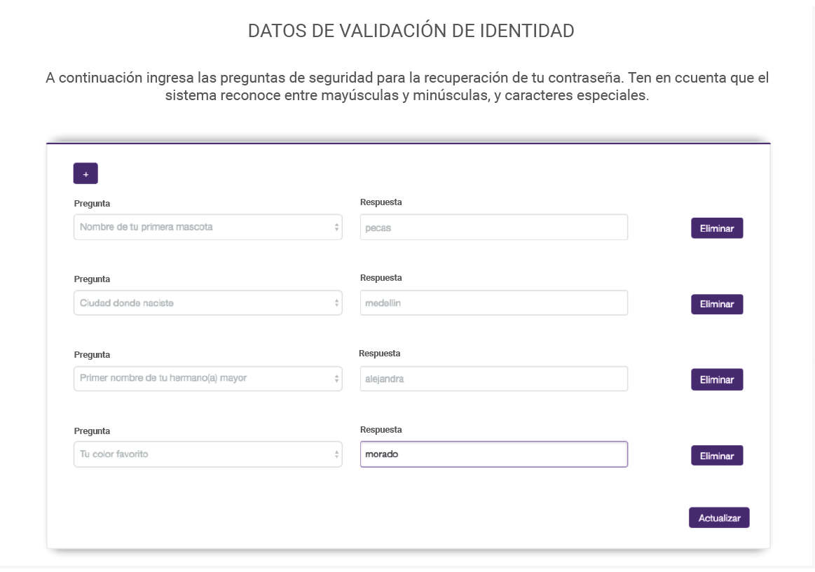 aw-preguntas de seguridad correo une