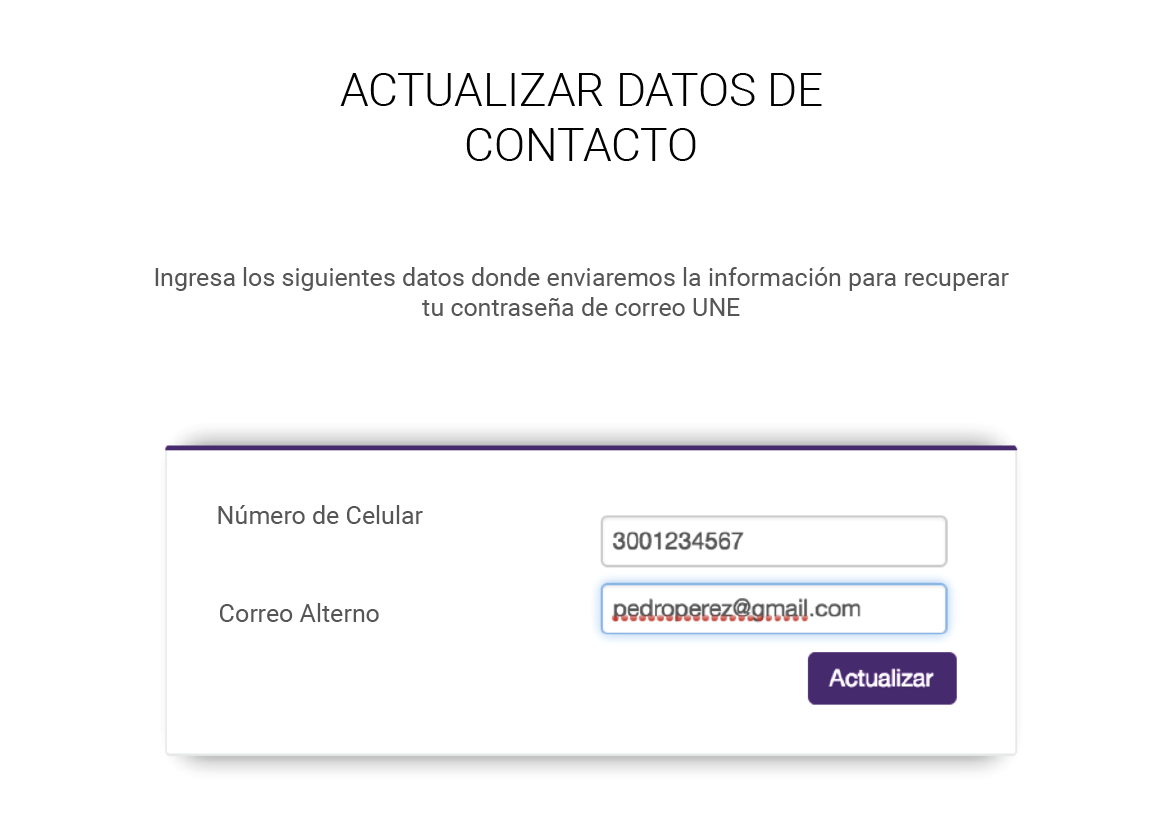 aw-actualizar datos de contacto correo une
