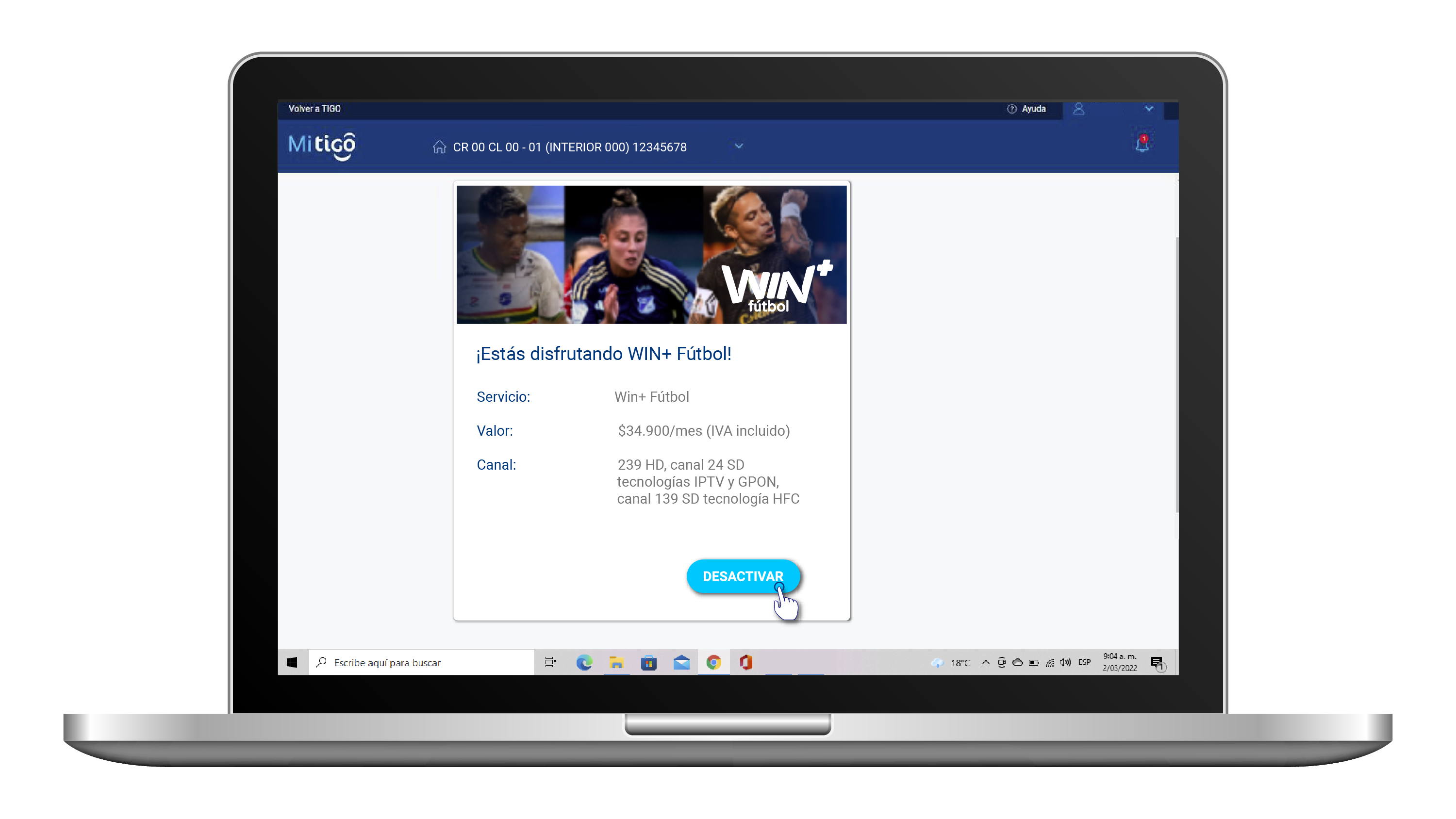 aw-desactivar paquete premium tigo